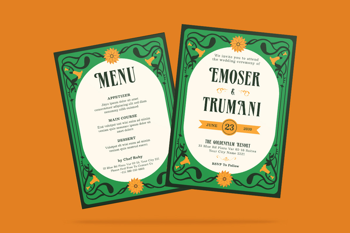 Elegant Nouveau Wedding Invitation, an Invitation Template by iDoodle Studio (Photo 4 of 4)