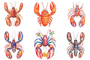 Watercolor Lobster Clipart, an Illustration by Designking (Thumbnail 5 of 5)