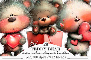 Valentine Teddy Bear Clipart, an Illustration by Designking