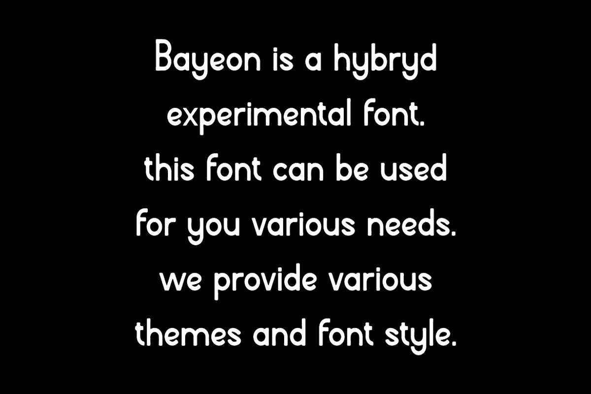 Bayeon - Hybrid Display Font, a Sans Serif Font by Iqsiart Studio (Photo 2 of 7)