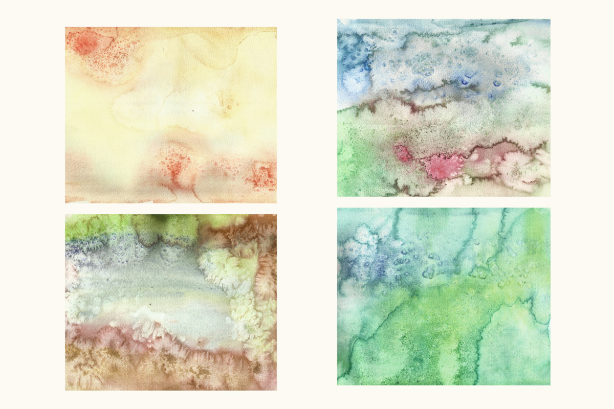 Set of 12 Watercolor Backgrounds preview 4