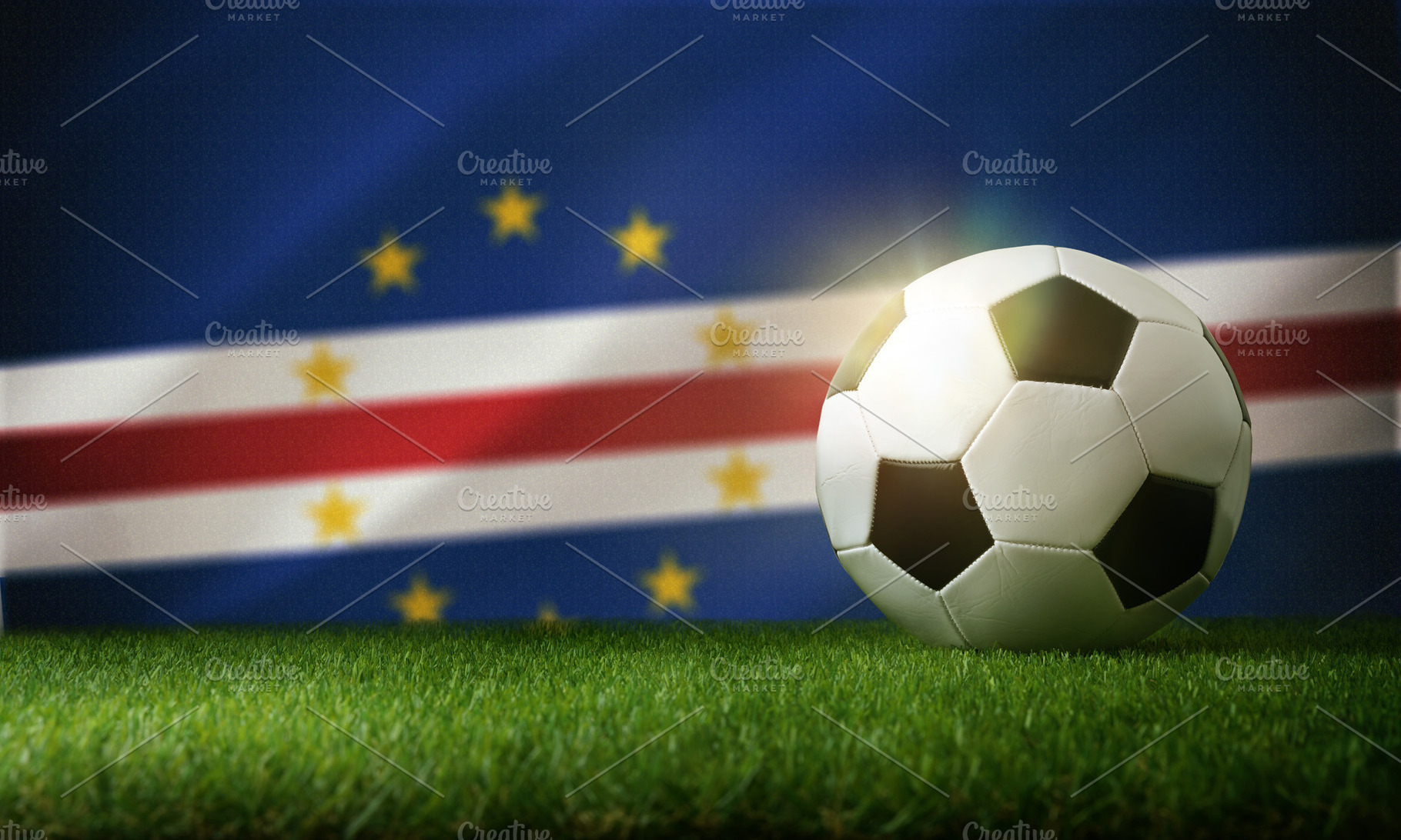 Soccer Ball with Cape Verde Flag Background, a Sports & Recreation Photo by Davizro's Market