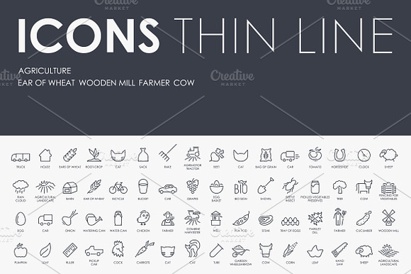 Agriculture Thinline Icons