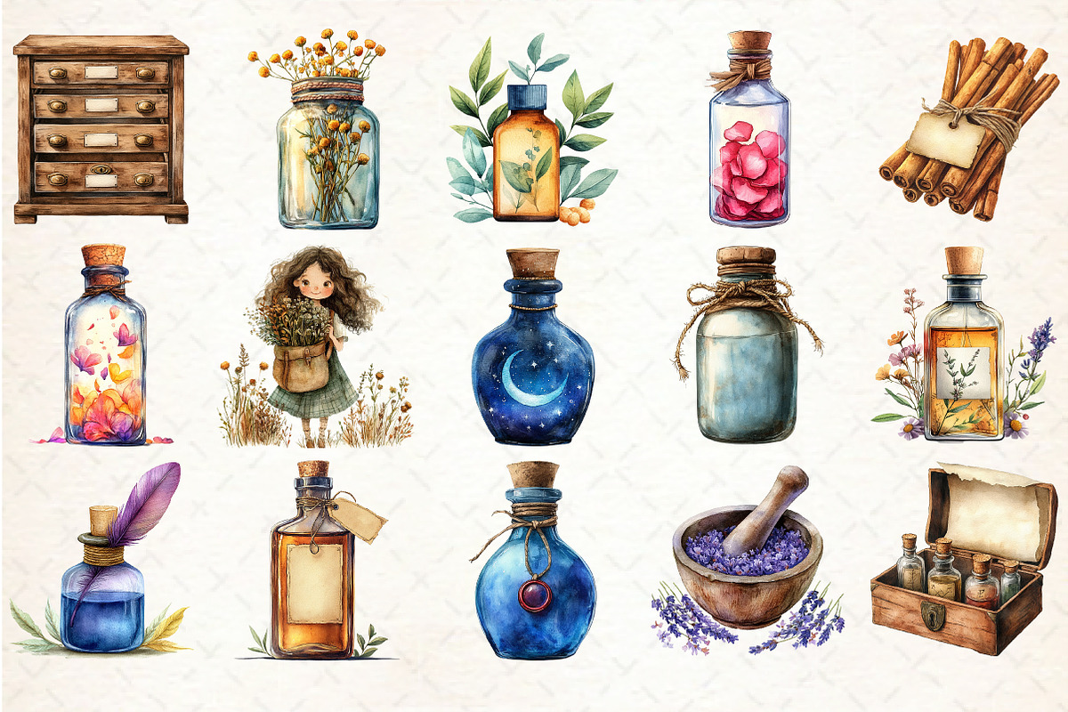 Vintage Apothecary Clipart, an Illustration by Libby Wishes (Photo 4 of 4)