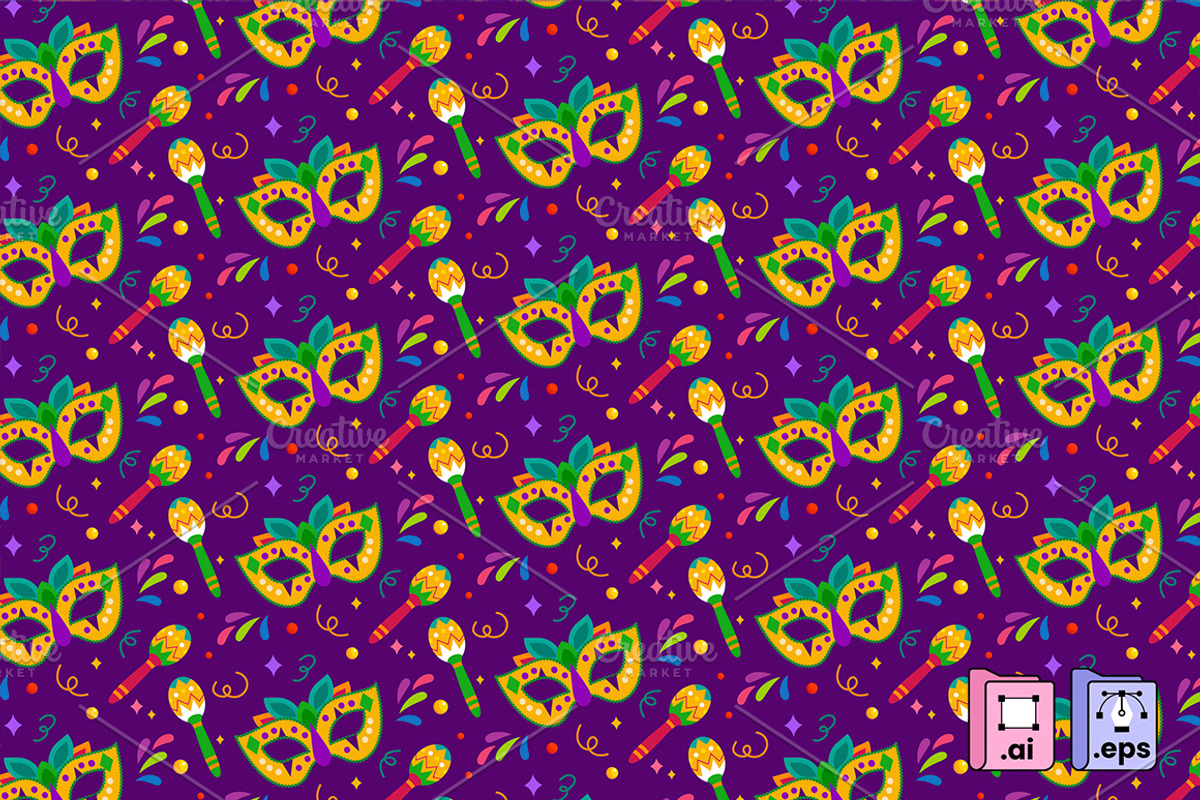 Mardi Gras Pattern Design, a Pattern Graphic by MISS CHATZ (Photo 1 of 3)