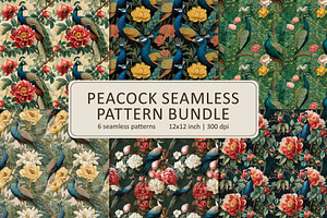 Peacock Seamless Pattern Bundle