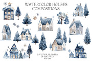 Watercolor Winter Blue houses, an Object Illustration by Evgeniia (Thumbnail 5 of 6)