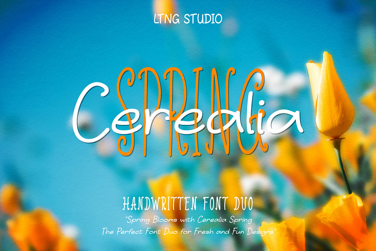 Cerealia Spring Handwritten Font Duo, a Handwritten Font by LTNG STUDIO (Photo 1 of 8)