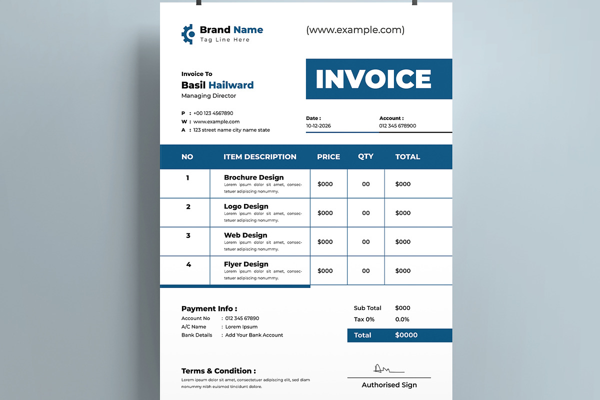 Corporate Invoice Layout, a Stationery Template by MightyDesign (Photo 4 of 7)
