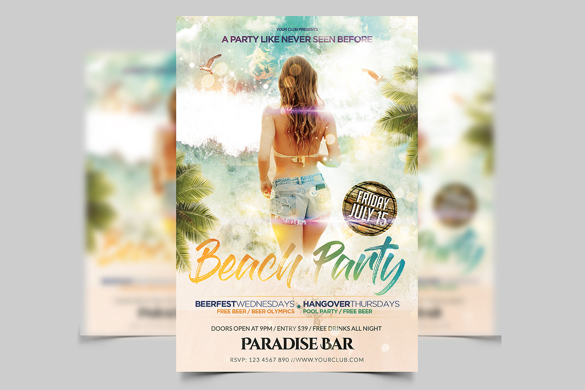 Summer Beach Party Flyer, a Flyer Template by MadridNYC (Photo 1 of 3)