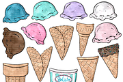 Watercolor Gelato Ice Cream Clipart, a Food Illustration by Lenninator Digital (Thumbnail 3 of 9)