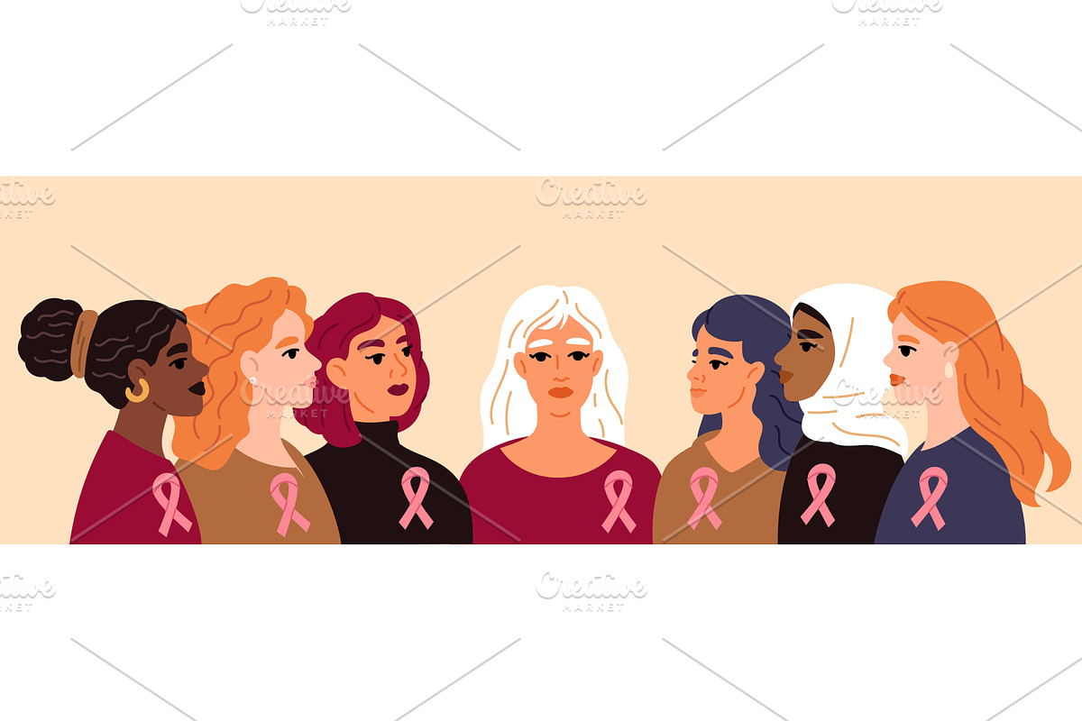 Multicultural beautiful women with, a Healthcare Illustration by Vectorbuum