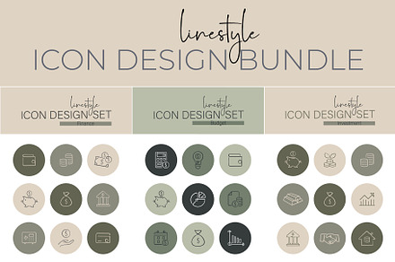 Linestyle Icon Design Bundle Money, an Outline Icon by pepulousdsg