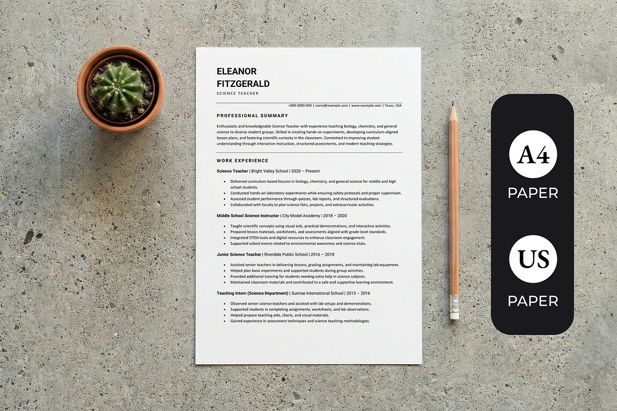 Teacher Resume for Science Teacher, a Resume Template by SmmrDesign (Photo 1 of 8)