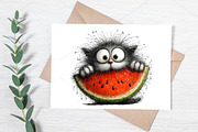 Summer Cat Enjoy Watermelon Clipart, a Seasonal Illustration by Canvas Craft (Thumbnail 7 of 7)