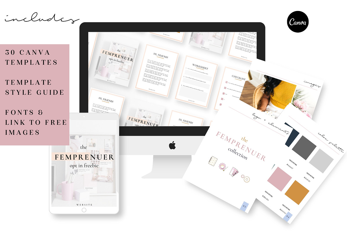 Femprenuer Canva Course Templates, a Presentation Template by VanessaRyan.co (Photo 1 of 4)