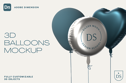 3D Latex and Mylar Balloons Mockup