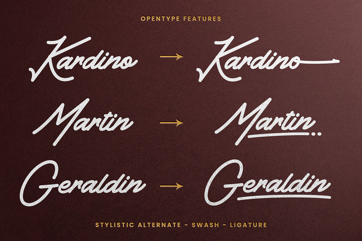 Hendangan Signature Font, a Script Font by Kotak Kuning Studio (Photo 4 of 10)