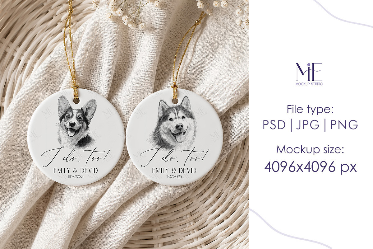 Round Ceramic Ornament Mockup Set, a Merchandise Mockup by Mie Mockup Studio (Photo 3 of 7)