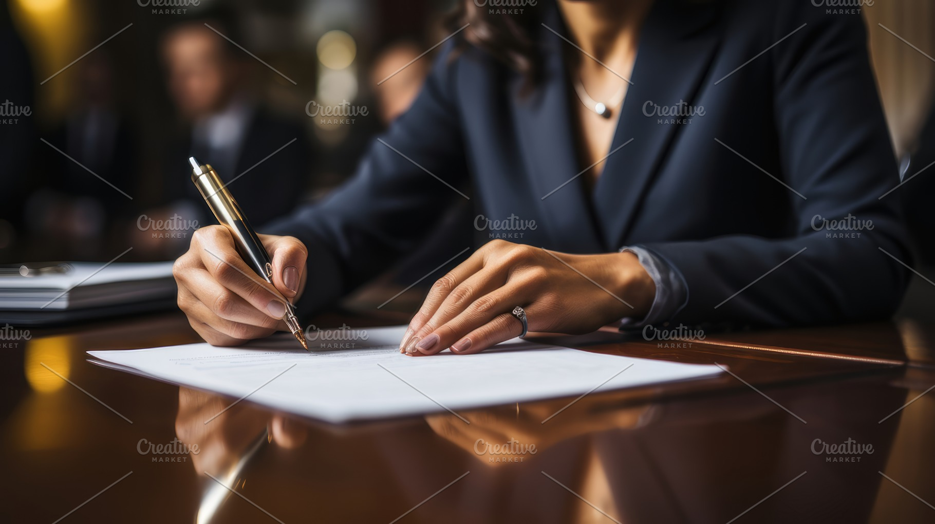 Female Defense Attorney Writing Legal Documents in an Office Setting, a Photo by AS photostudio