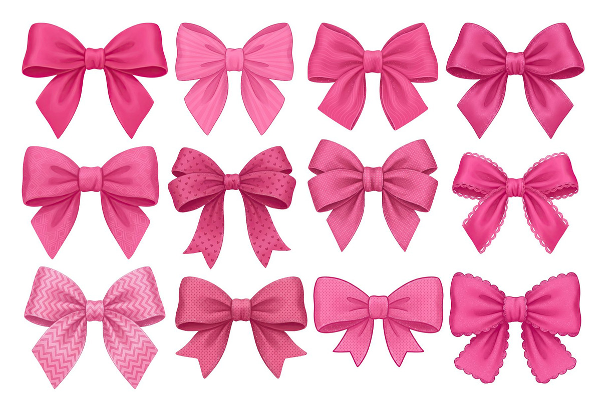 Pink Textured Bows Mega Bundle, a Decorative Illustration by Stellalunarts (Photo 5 of 7)