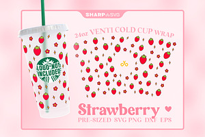 Strawberries SVG For Cup 24 Oz