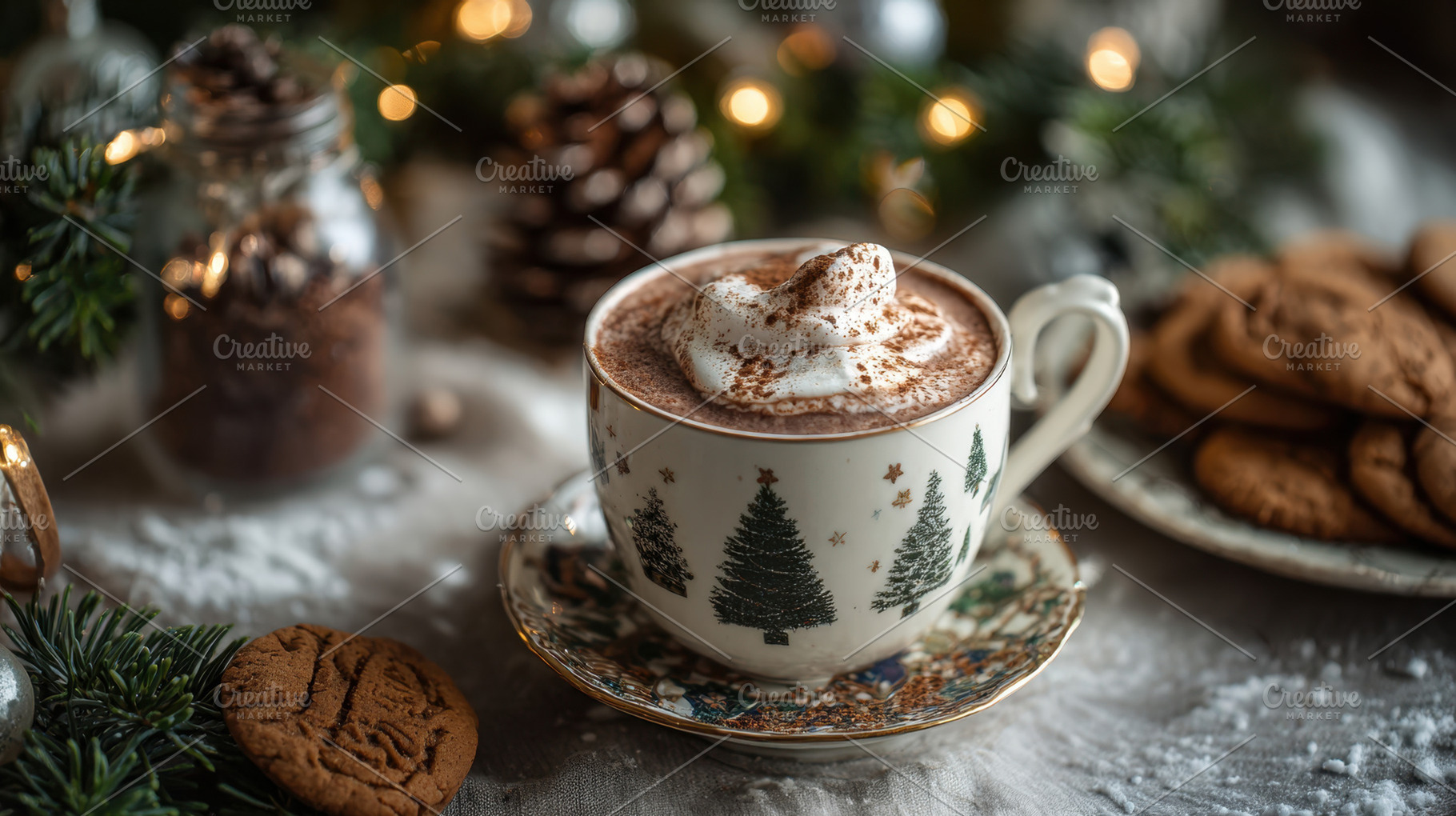 Festive holiday drink with cookies, a Photo by Beautiful things