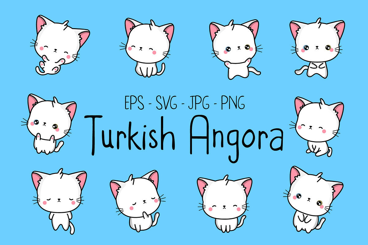 Cute Turkish Angora Cat Illustration, an Illustration by ArtVarStudio (Photo 1 of 3)