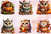 Watercolor Autumn Owl Clipart Bundle, an Illustration by SVGArt (Thumbnail 5 of 8)