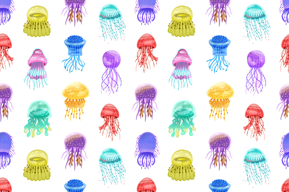 Jellyfish seamless pattern, an Animal Illustration by Good Studio (Photo 1 of 3)