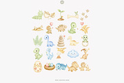 baby dino watercolor clipart set, an Animal Illustration by Pink Studio Art (Thumbnail 8 of 8)