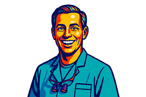 Smiling Male Dentist Illustration, a Healthcare Illustration by AlexArt
