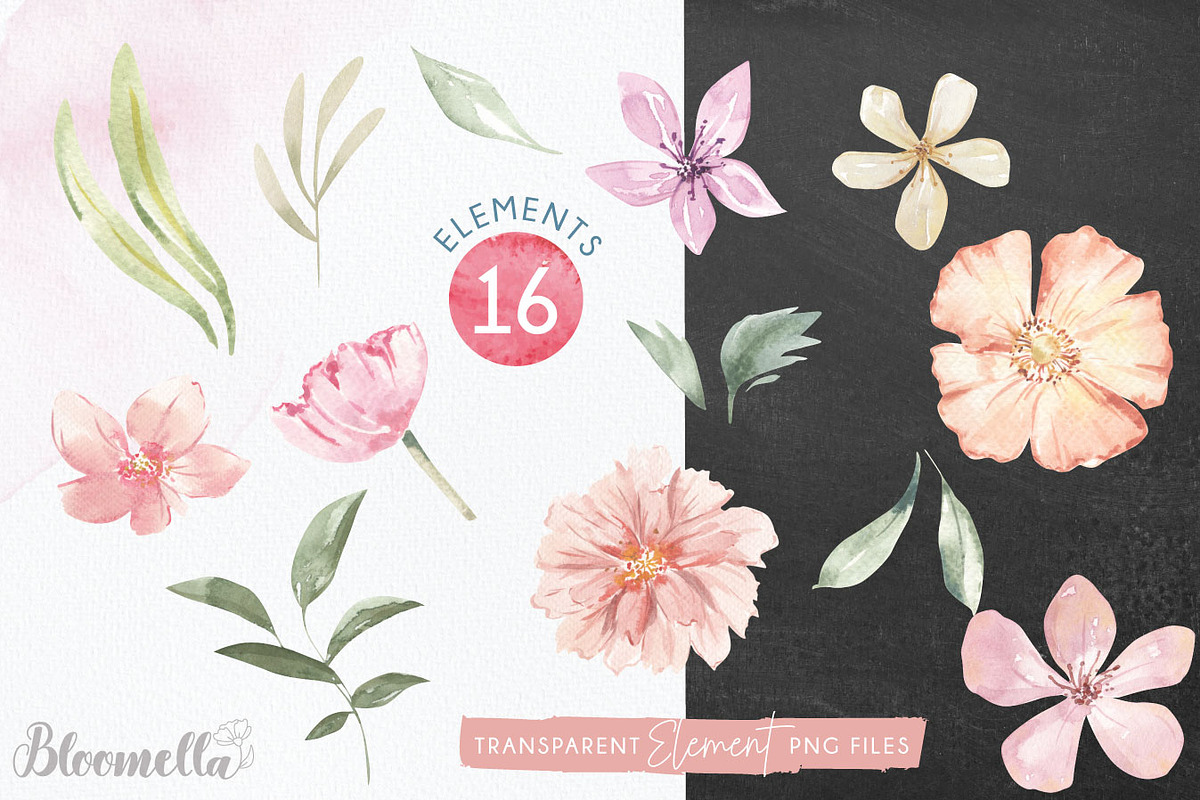 Watercolour Flew Flowers Wreaths Set, an Object Graphic by Bloomella (Photo 8 of 8)