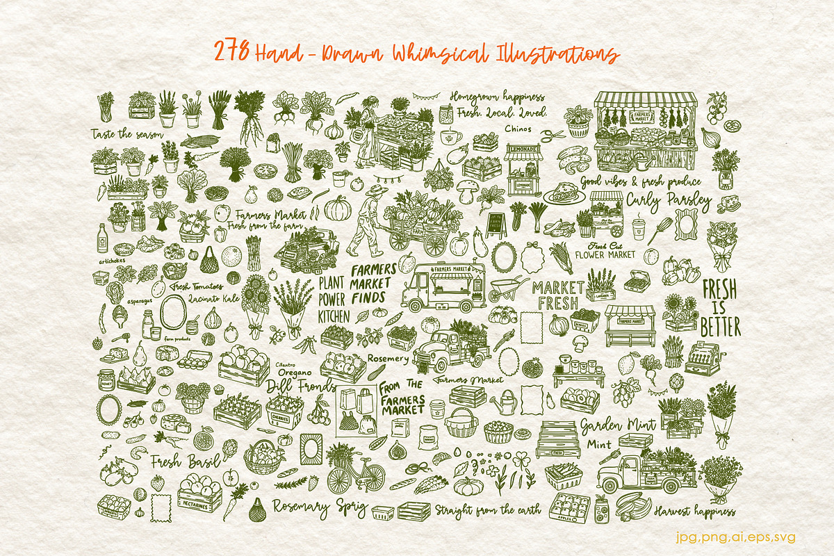 Farmers Market Clipart Naive Vector, a Food Illustration by SunnJaneArt (Photo 3 of 18)