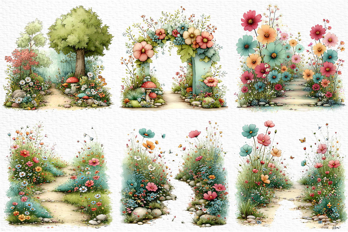 Whimsical Summer Pathway Clipart, an Illustration by Craft Nest (Photo 3 of 12)