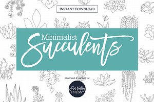 Minimalist Succulent Clipart Bundle