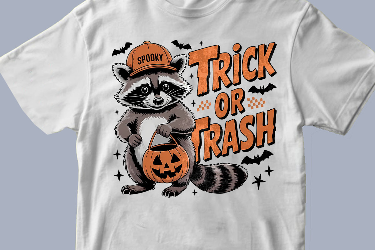 Trick or Trash Raccoon Halloween PNG, a Graphic by olgasallom (Photo 3 of 3)