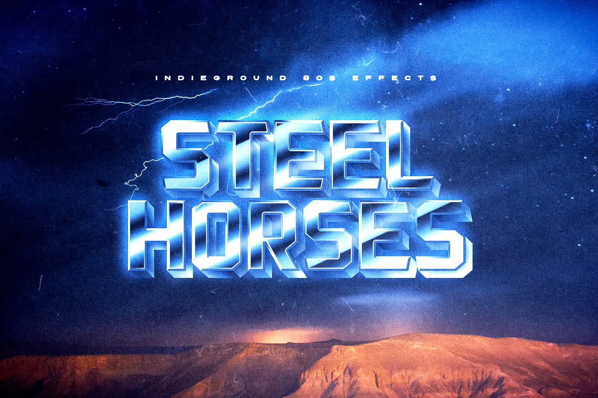 80s Text Effects Complete Bundle, a Layer Style Add-On by Indieground Design Inc. (Photo 16 of 31)
