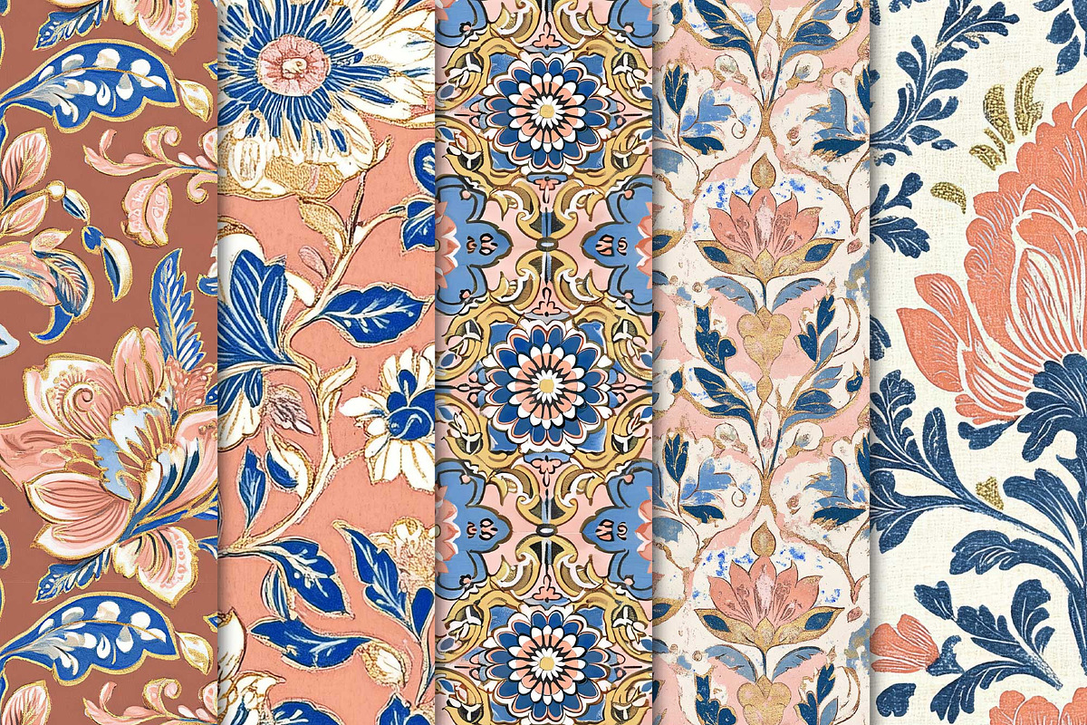 Bohemian Flowers Digital Papers, a Pattern Graphic by Maishop (Photo 2 of 4)