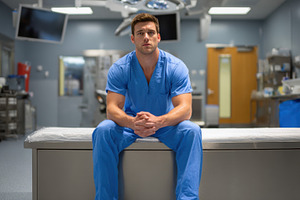 Med pro in blue scrubs, a Photo by Beautiful things