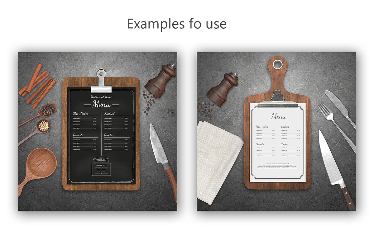 Restaurant menu mockup, a Print Template by S_design (Photo 2 of 6)