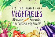 Vegetables Watercolor Illustration, a Food Illustration by andypray (Thumbnail 2 of 8)