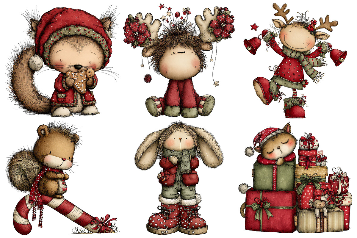 Whimsical Christmas Animal Clipart, an Illustration by Pixels.Craft (Photo 5 of 6)