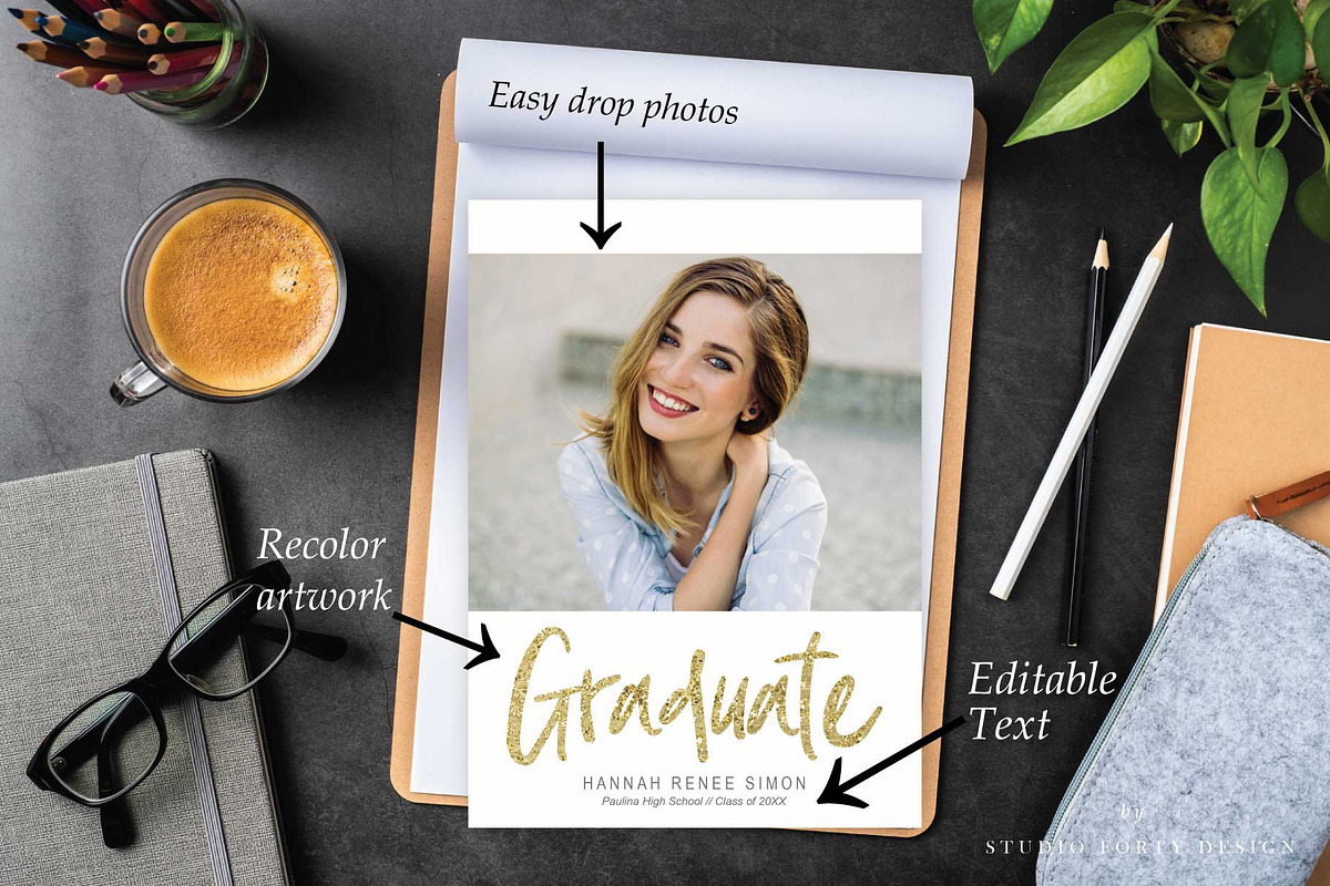 Golden Graduate Announce G102, an Invitation Template by Studio Forty Design (Photo 3 of 5)