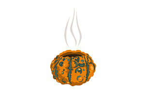 Warty pumpkin ceramic pot. Halloween, an Object Illustration by Toltemara