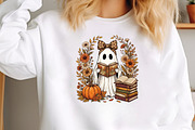 Cute Ghost Reading Book PNG, a Seasonal Illustration by CraftArtStudio (Thumbnail 3 of 4)