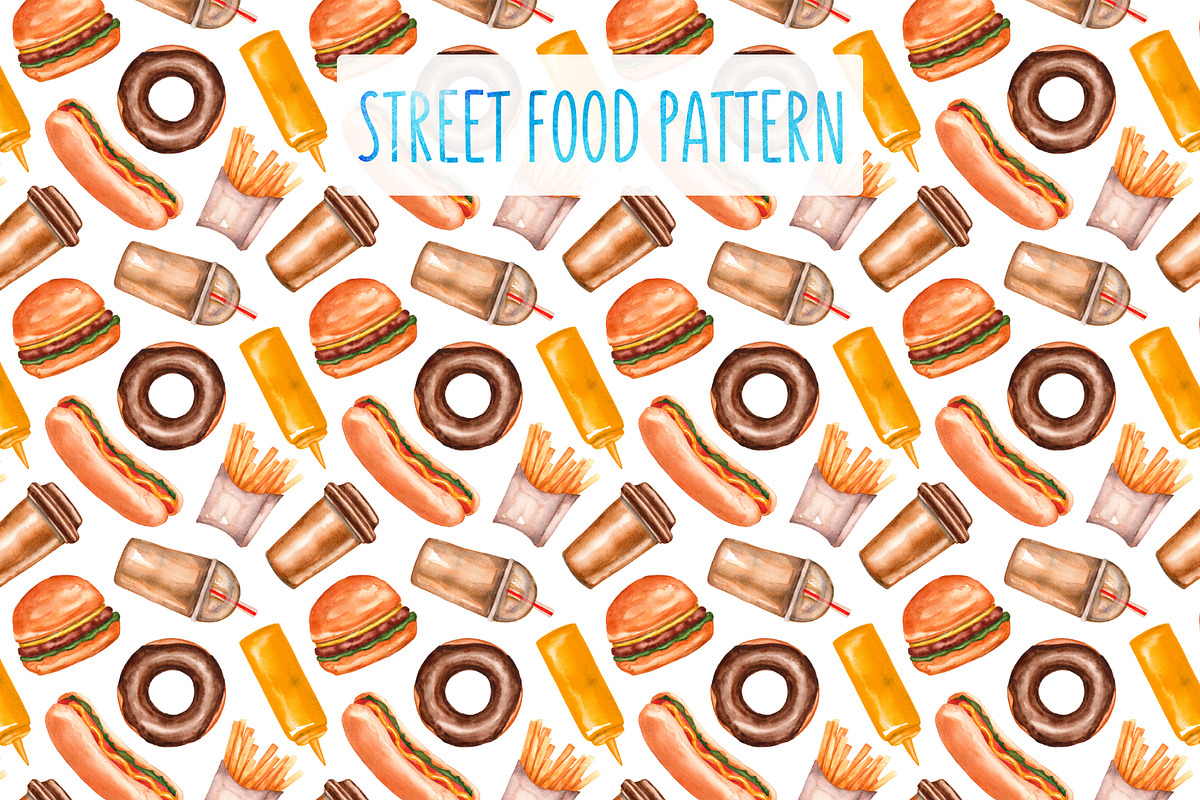 Watercolor food trucks and carts, a Food Illustration by Olha's watercolor (Photo 10 of 10)