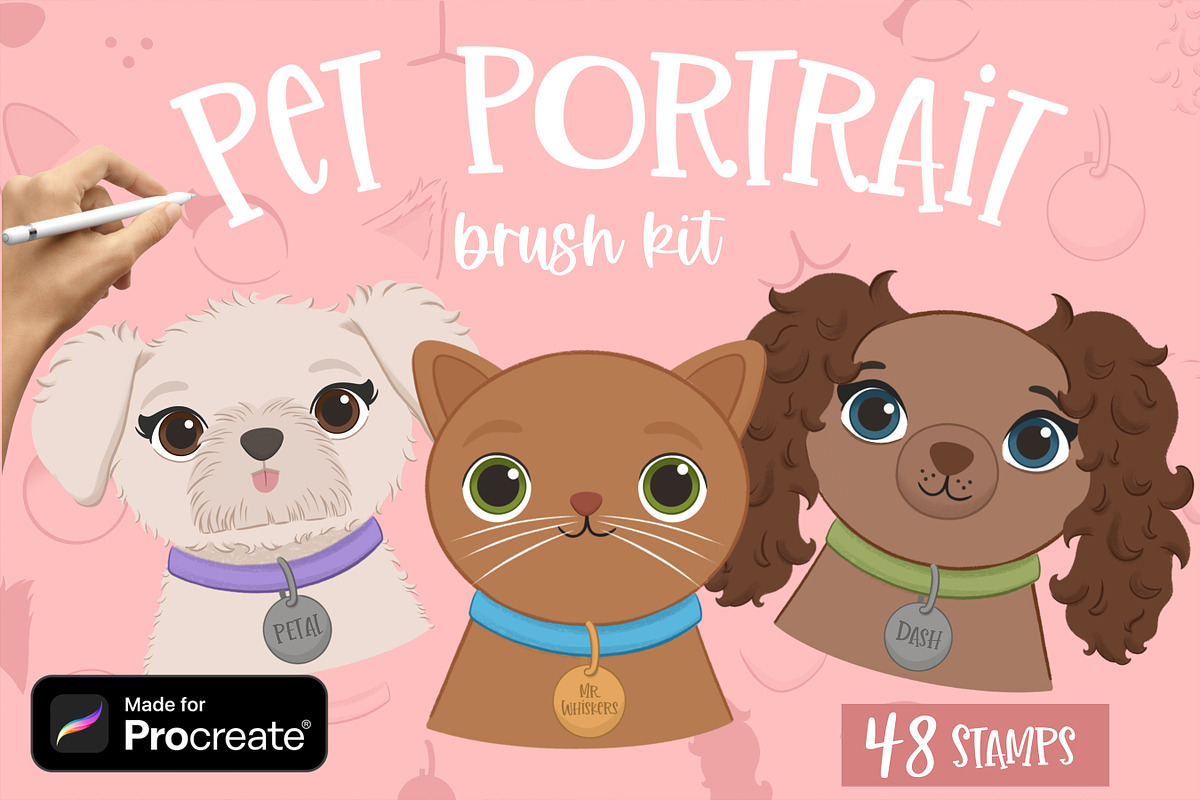Pets Character Procreate Brushes, a Brush Add-On by Brushed Rose (Photo 1 of 4)