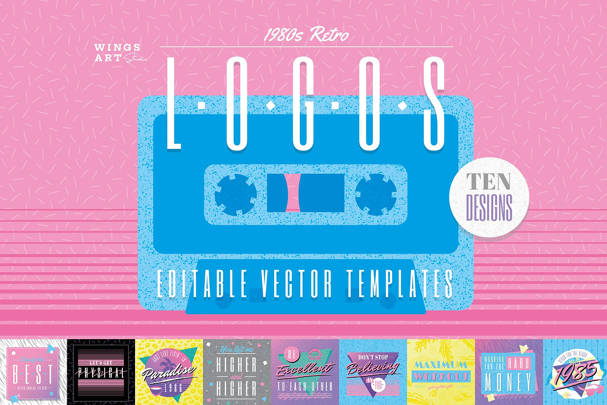 1980s Retro Logo Design Kit, a Texture Illustration by Wingsart Studio (Photo 1 of 7)