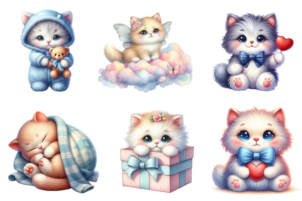 Cute Plush Toy Cat Clipart, an Illustration by CreationArt (Photo 5 of 5)